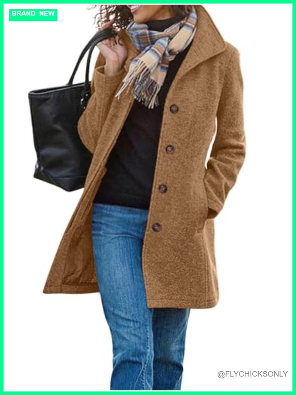 Womens Long Wool Blend Trench Coat Single Breasted Pea Coat
